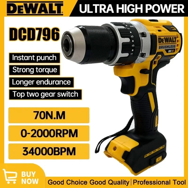 Woodworking Essential Tools - Wiertarko-wkrętarka akumulatorowa Dewalt DCD796, bezszczotkowa, kompaktowa,
