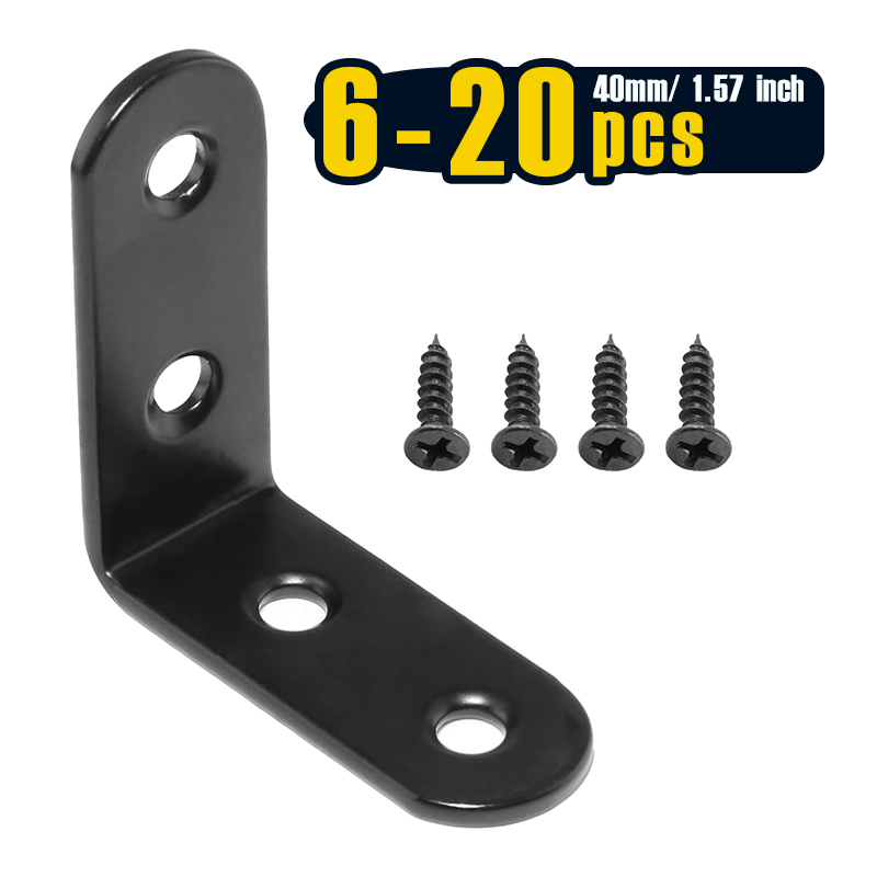 Woodworking Joint - 6-20 szt. Czarne wsporniki kątowe, wsporniki