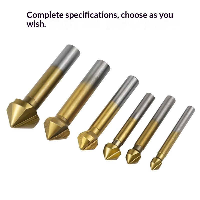 Woodworking Drill Bits - Frez do fazowania, 3-ostrzowy, trzpień okrągły,