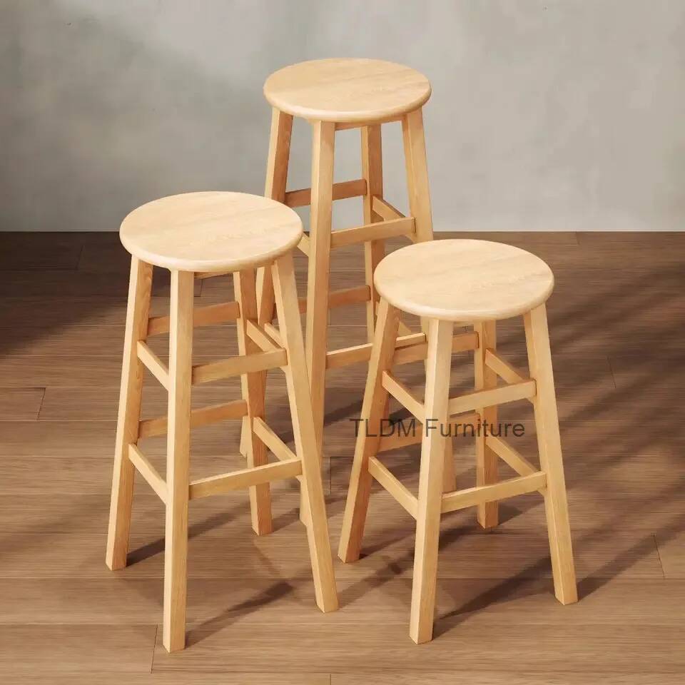 Woodworking Desk Chair - Prosty Stołek Barowy Stołki z Litego