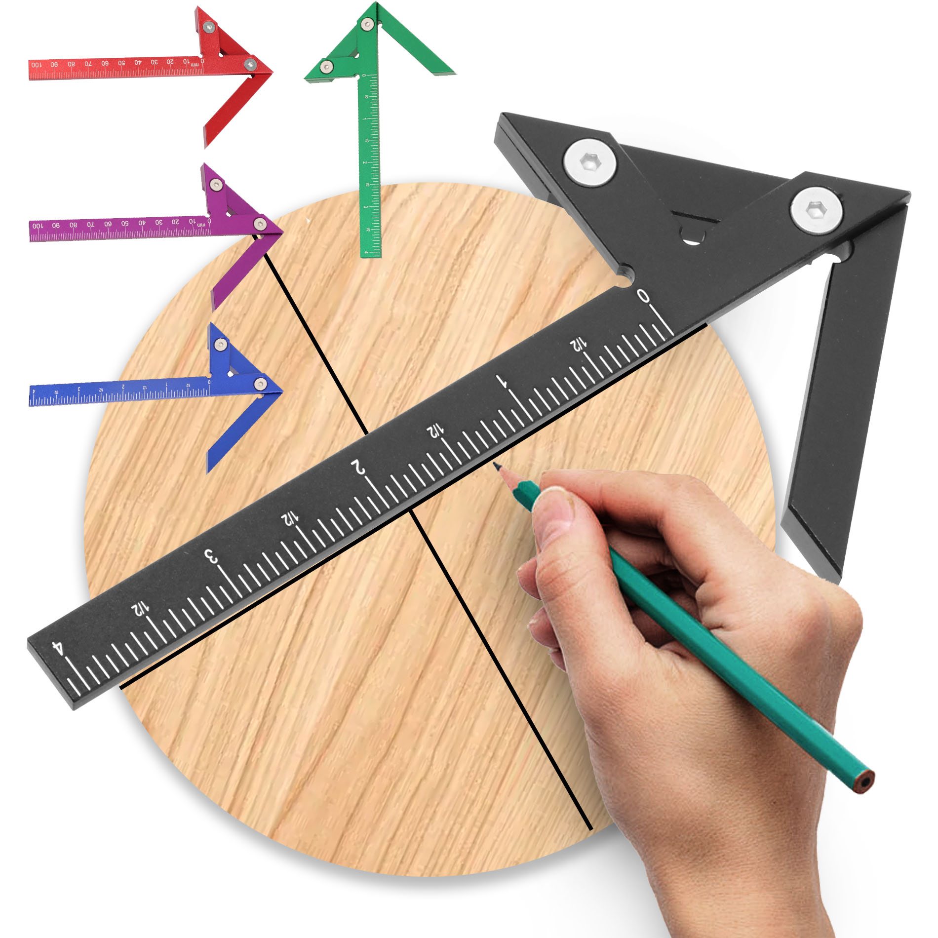 Woodworking Marking Gauge - Centrum Finder kwadrat do obróbki drewna